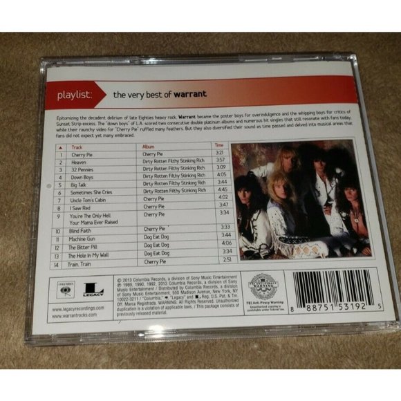 WARRANT cd PLAYLIST: THE VERY BEST OF WARRANT - Picture 2 of 7